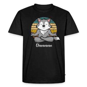 Meditation Wolf - Yoga Wolf - Men's Premium Organic T-Shirt - black - Front - Nico (187cm)