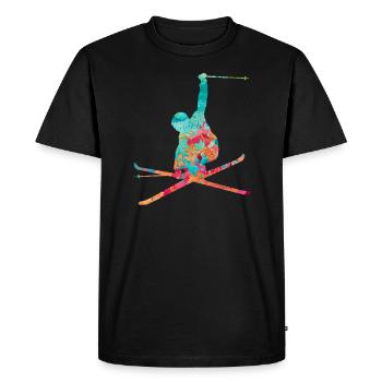 Skieur Sports d’hiver - PopArt Style - T-shirt Premium bio Homme - noir - Devant - Nico (187cm)