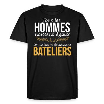 Les meilleurs deviennent Bateliers | métier - T-shirt Premium bio Homme - noir - Devant - Nico (187cm)