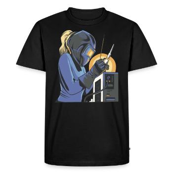 Tenue de soudeur pour soudeurs - T-shirt Premium bio Homme - noir - Devant - Nico (187cm)