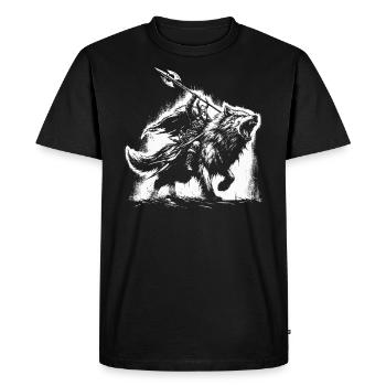 Viking warrior riding a wolf - Men's Premium Organic T-Shirt - black - Front - Nico (187cm)