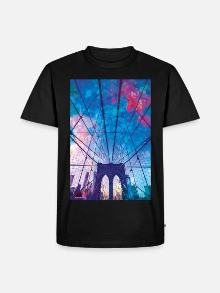 01 Brooklyn Bridge Poster Margarita Art - T-shirt Premium bio Homme - noir