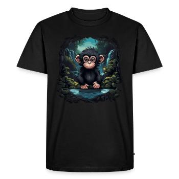 Chimpanzee Monkey Animal Baby Cub Monkey - Men's Premium Organic T-Shirt - black - Front - Nico (187cm)