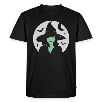 Sorcière verte, Halloween - T-shirt Premium bio Homme - noir - Devant - Nico (187cm)