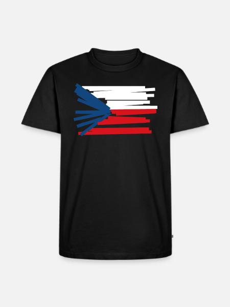 Czech Republic Flag - Modern Art - Men's Premium Organic T-Shirt - black