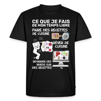 Cuisine Passion Humour Métier Cuisinier - T-shirt Premium bio Homme - noir - Devant - Nico (187cm)