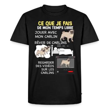 Temps Libre avec chien carlin Petit CHien De Race - T-shirt Premium bio Homme - noir - Devant - Nico (187cm)