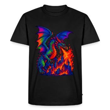 Fantasy Dragon - Men's Premium Organic T-Shirt - black - Front - Nico (187cm)