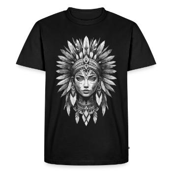 Indian Woman - Tribal Geometric Tattoo - Men's Premium Organic T-Shirt - black - Front - Nico (187cm)