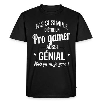 Pro gamer - T-shirt Premium bio Homme - noir - Devant - Nico (187cm)