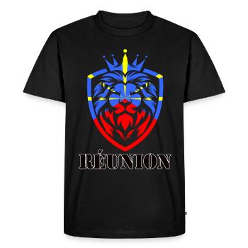 La Réunion Lion Drapeau Réunionnais King Lion - T-shirt Premium bio Homme - noir - Devant - Nico (187cm)