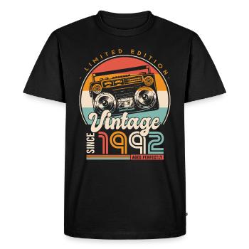 anniversaire 30 ans rétro since 1992 cadeau 30 ans - T-shirt Premium bio Homme - noir - Devant - Nico (187cm)