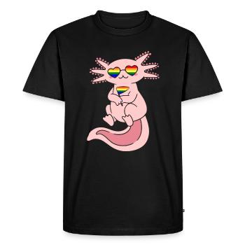 Pride Gay Gay Lesbienne Axolotl LGBTQ - T-shirt Premium bio Homme - noir - Devant - Nico (187cm)