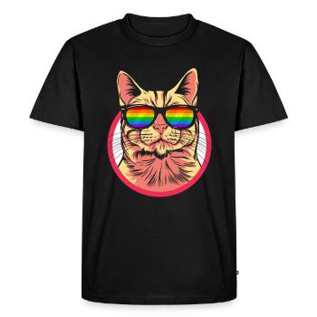 Chat Bisexuel LGBTQ Pride Gay Gay Lesbienne - T-shirt Premium bio Homme - noir - Devant - Nico (187cm)