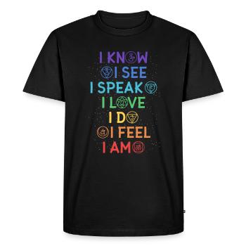 Yoga 7 Chakras Mediation Namaste Peace - Men's Premium Organic T-Shirt - black - Front - Nico (187cm)