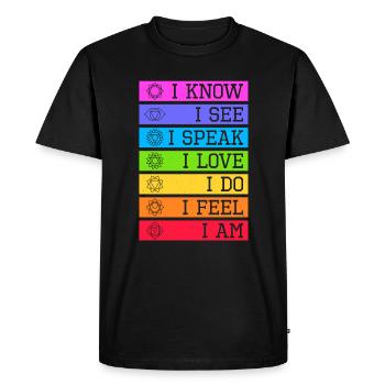 Namaste Yoga Méditation 7 Chakras Spirituel - T-shirt Premium bio Homme - noir - Devant - Nico (187cm)