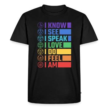 Namaste Yoga Méditation 7 Chakra Méditation - T-shirt Premium bio Homme - noir - Devant - Nico (187cm)