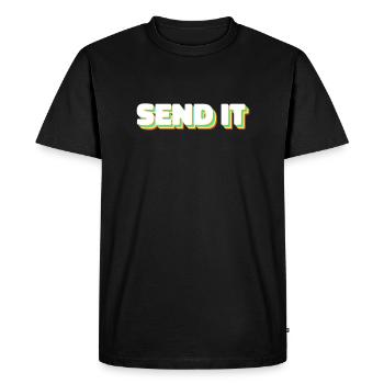 Rétro Envoyer l’envoi complet - T-shirt Premium bio Homme - noir - Devant - Nico (187cm)