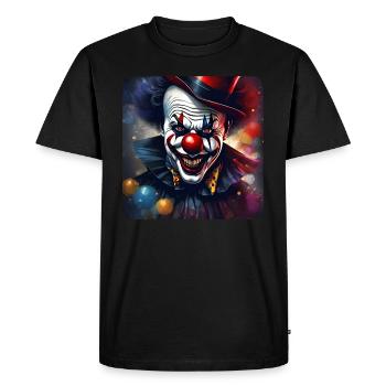 Clown d’horreur souriant maléfique au nez rouge - T-shirt Premium bio Homme - noir - Devant - Nico (187cm)