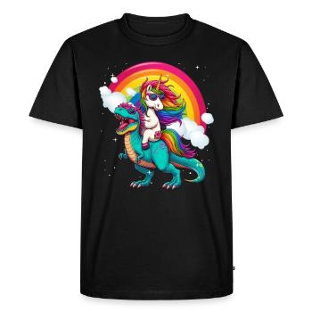 Licorne équitation dinosaure - T-shirt Premium bio Homme - noir - Devant - Nico (187cm)