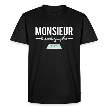 Monsieur le cartographe métier cartographe humour - T-shirt Premium bio Homme - noir - Devant - Nico (187cm)