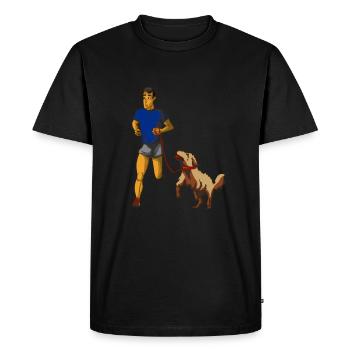 Courir avec chien - T-shirt Premium bio Homme - noir - Devant - Nico (187cm)