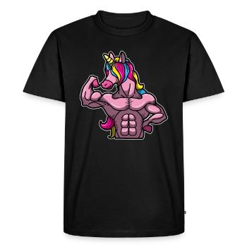 Unicorn Workout Gym Fitness Superpuissances musculaires - T-shirt Premium bio Homme - noir - Devant - Nico (187cm)