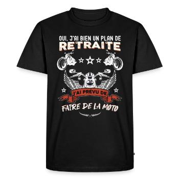 Moto vintage-plan de retraite motard - T-shirt Premium bio Homme - noir - Devant - Nico (187cm)