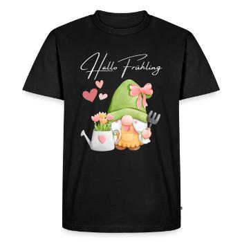 Nain de jardinier avec des tulipes - Hello Spring - T-shirt Premium bio Homme - noir - Devant - Nico (187cm)