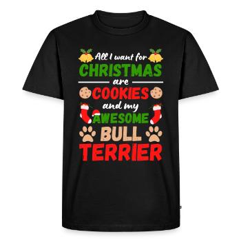 Biscuits Bull Terrier de Noël - T-shirt Premium bio Homme - noir - Devant - Nico (187cm)