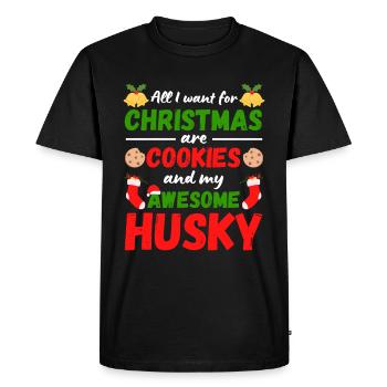 Biscuits Husky de Noël - T-shirt Premium bio Homme - noir - Devant - Nico (187cm)