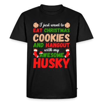Biscuits Husky de Noël - T-shirt Premium bio Homme - noir - Devant - Nico (187cm)