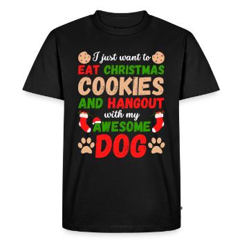 Noël avec votre chien Manger des biscuits - T-shirt Premium bio Homme - noir - Devant - Nico (187cm)