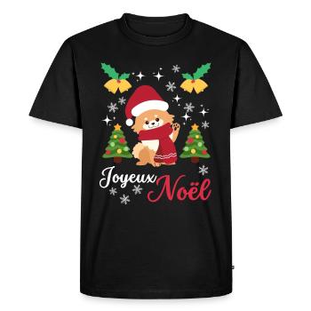 Christmas Sweet Dwarf Spitz Lover Kawaii - Men's Premium Organic T-Shirt - black - Front - Nico (187cm)
