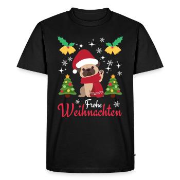 Christmas Sweet Pug Lover Kawaii - Men's Premium Organic T-Shirt - black - Front - Nico (187cm)
