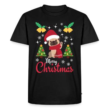 Christmas Sweet Pug Lover Kawaii - Men's Premium Organic T-Shirt - black - Front - Nico (187cm)