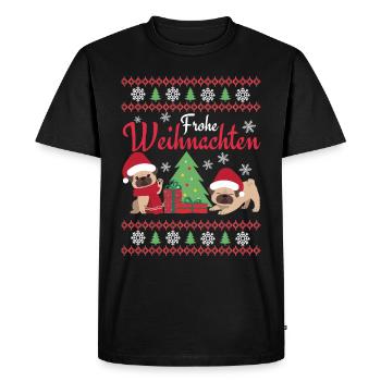Christmas Sweet Pug Lover Kawaii - Men's Premium Organic T-Shirt - black - Front - Nico (187cm)