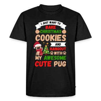 Christmas Sweet Pug Lover Kawaii - Men's Premium Organic T-Shirt - black - Front - Nico (187cm)