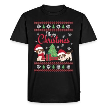 Noël Sweet English Pointer Lover Kawaii - T-shirt Premium bio Homme - noir - Devant - Nico (187cm)