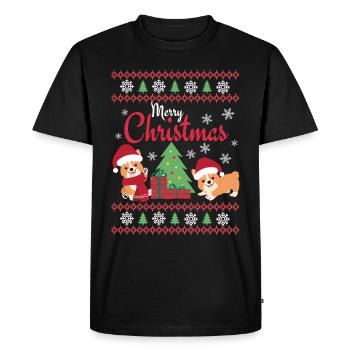 Noël Sweet Welsh Corgi Kawaii - T-shirt Premium bio Homme - noir - Devant - Nico (187cm)