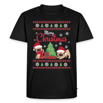 Christmas Sweet Pug Lover Kawaii - Men's Premium Organic T-Shirt - black - Front - Nico (187cm)