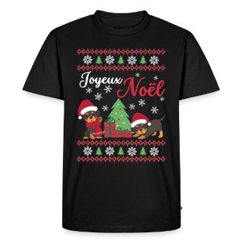 Christmas Sweet Rottweiler Lover Kawaii - Men's Premium Organic T-Shirt - black - Front - Nico (187cm)