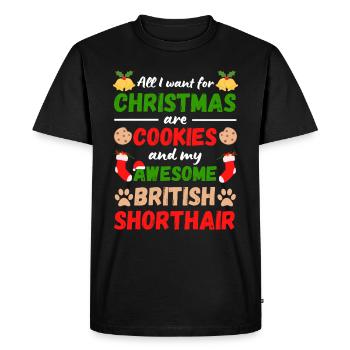 Biscuits de noël british Shorthair Cat - T-shirt Premium bio Homme - noir - Devant - Nico (187cm)