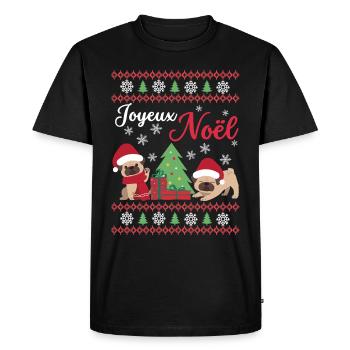 Christmas Sweet Pug Lover Kawaii - Men's Premium Organic T-Shirt - black - Front - Nico (187cm)