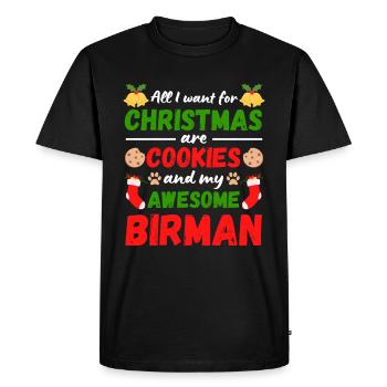 Christmas Burmese Cat Cookies - Men's Premium Organic T-Shirt - black - Front - Nico (187cm)