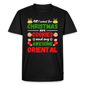 Biscuits de chat oriental de Noël - T-shirt Premium bio Homme - noir - Devant - Nico (187cm)