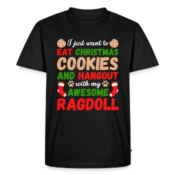 Christmas Ragdoll Cat Cookies - Men's Premium Organic T-Shirt - black - Front - Nico (187cm)