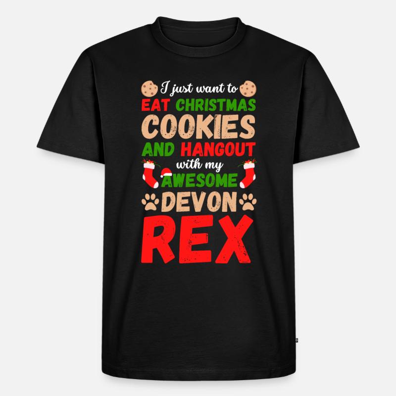 Weihnachten Katze Devon Rex Kekse - Männer Premium Bio T-Shirt - Schwarz