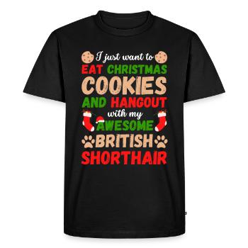 Biscuits de noël british Shorthair Cat - T-shirt Premium bio Homme - noir - Devant - Nico (187cm)