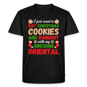 Biscuits de chat oriental de Noël - T-shirt Premium bio Homme - noir - Devant - Nico (187cm)